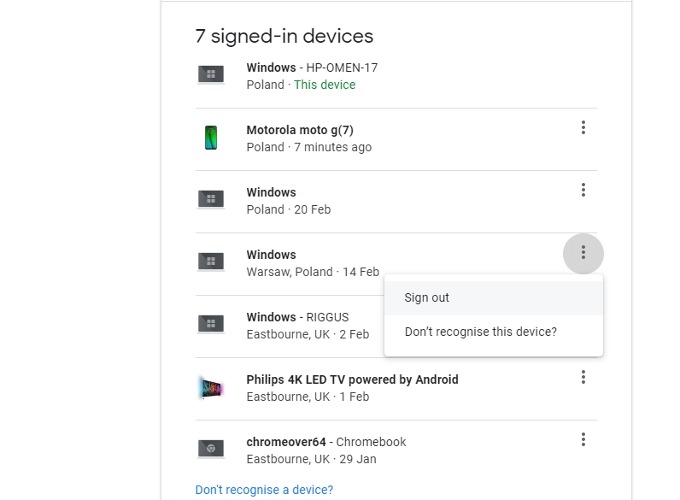 đăng xuất google khỏi android