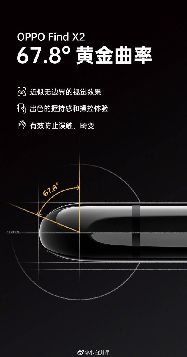 Màn hình OPPO Find X2 sẽ được bo cong 67.8 độ nịnh mắt 1