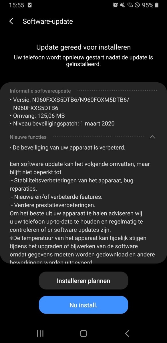 Samsung Galaxy Note 9 nhận bản vá bảo mật Android tháng 3/2020