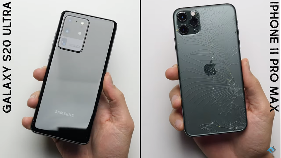 So sánh độ bền Galaxy S20 Ultra và iPhone 11 Pro Max (ảnh 1) So sánh độ bền Galaxy S20 Ultra và iPhone 11 Pro Max (ảnh 1)