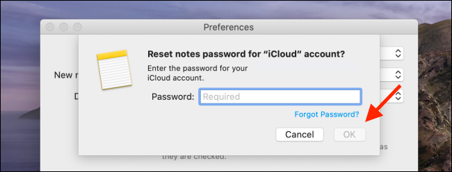 reset mật khẩu apple notes