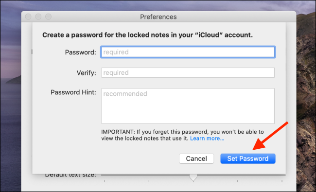 reset mật khẩu apple notes