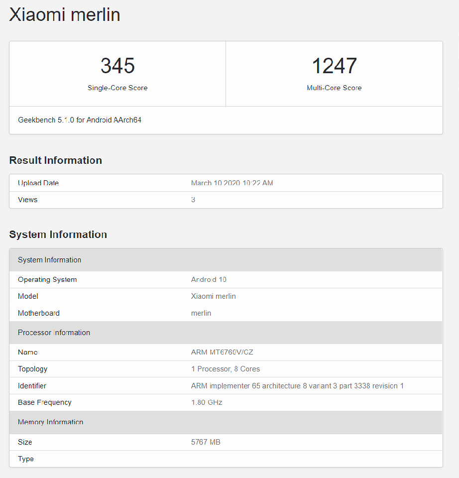 Redmi Note 9 xuất hiện trên Geekbench Redmi Note 9 xuất hiện trên Geekbench