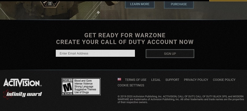 đăng ký Call Of Duty