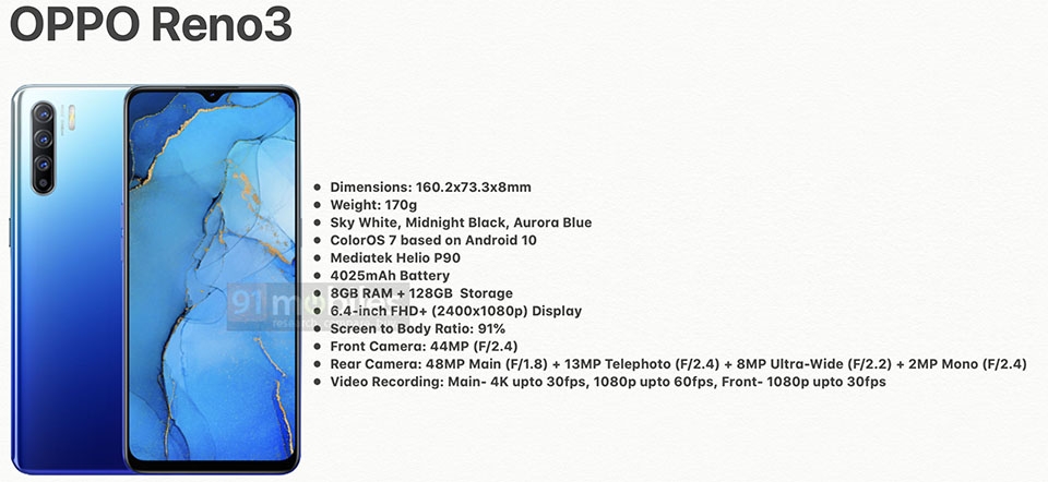 Thông tin OPPO Reno 3 (ảnh 2)