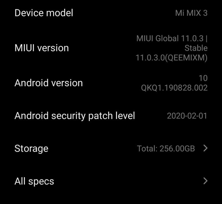 Xiaomi phát hành Android 10 Stable cho Xiaomi Mi MIX 3 trên toàn cầu