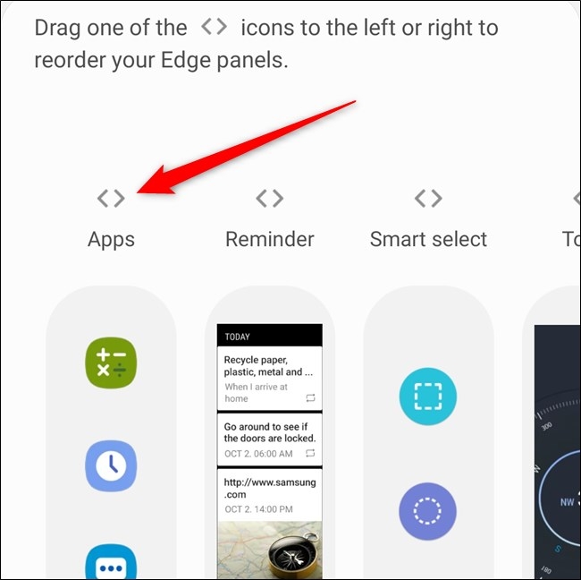 edge panels trên samsung galaxy s20