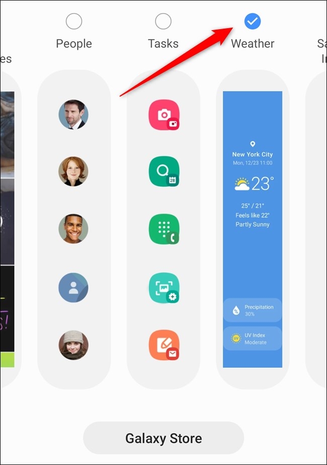 edge panels trên samsung galaxy s20