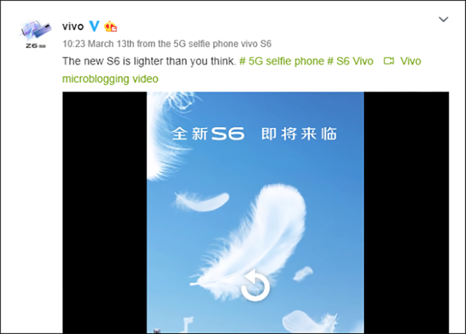 Teaser mới về Vivo S6 5G Teaser mới về Vivo S6 5G