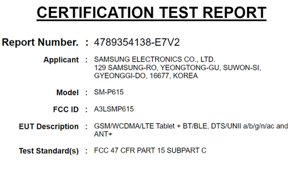 Galaxy Tab S6 Lite đạt chứng nhận FCC