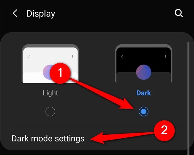 samsung galaxy s20 dark mode