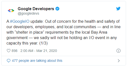 Google hủy hội nghị I/O