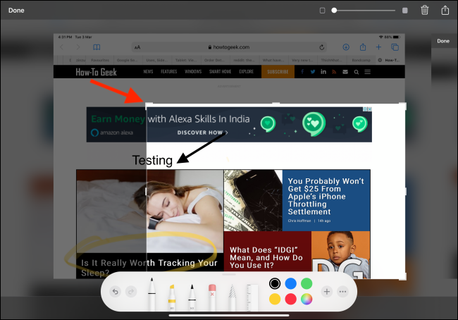 chỉnh sửa ảnh chụp màn hình ipad