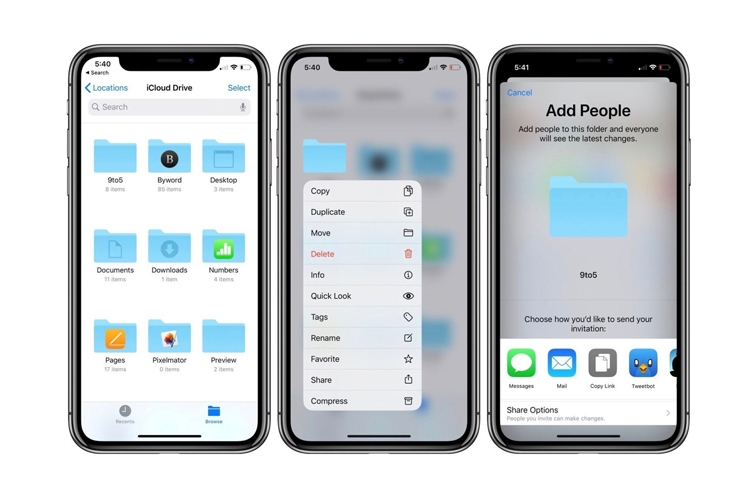 Chia sẻ thư mục iCloud