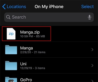 nén và giải nén tệp trên ios 13