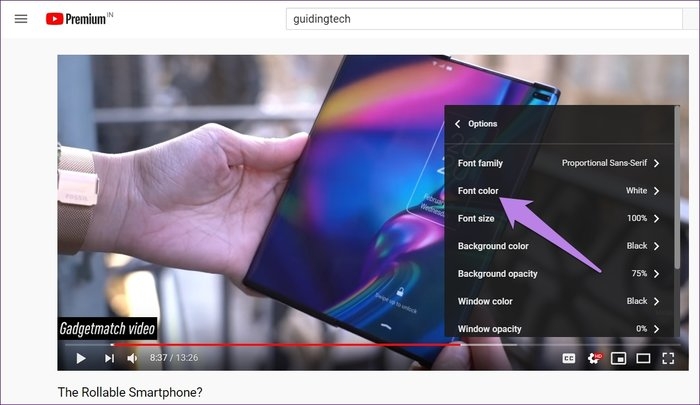 đổi màu phụ đề youtube