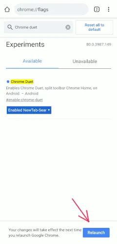 đổi vị trí thanh công cụ trên chrome android
