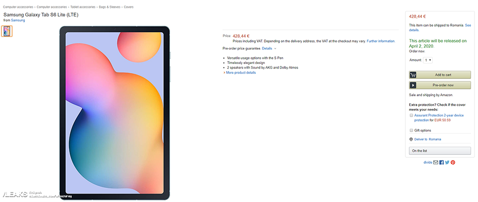 Thông tin Galaxy Tab S6 Lite (ảnh 1) Thông tin Galaxy Tab S6 Lite (ảnh 1)