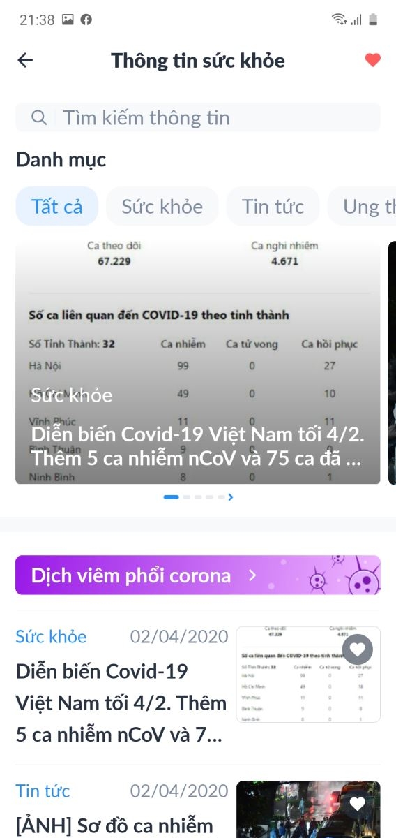 xem thông tin sức khỏe