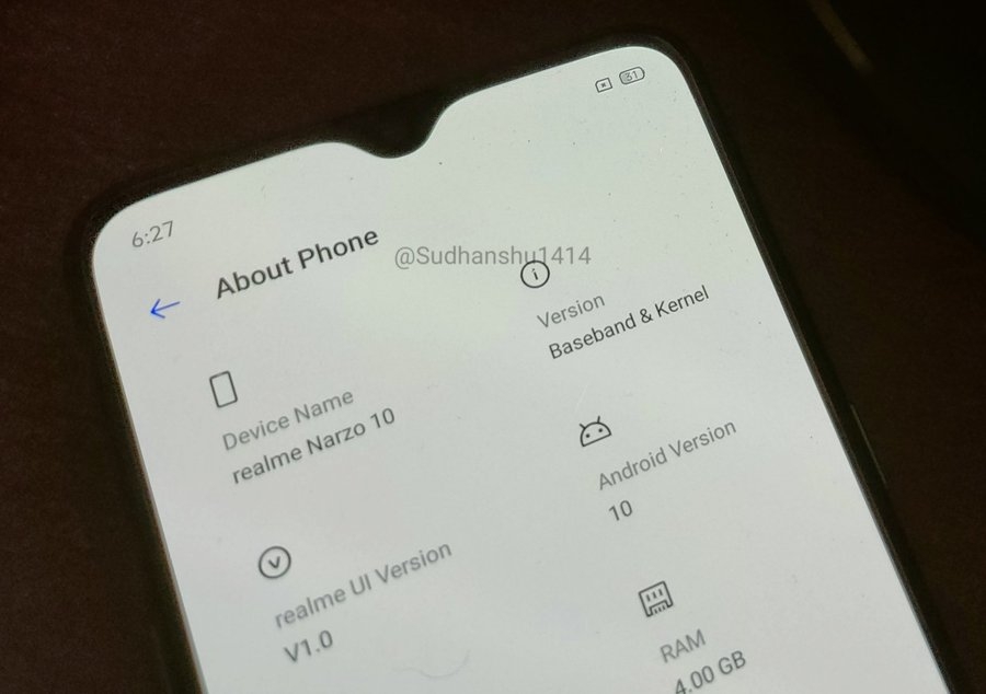 Ảnh chụp màn hình rõ nét của Realme Narzo10 bất ngờ xuất hiện 1