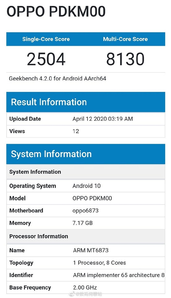 OPPO A92s lộ cấu hình trên Geekbench
