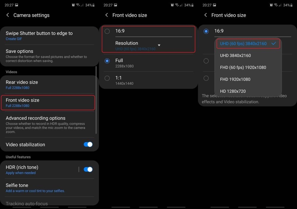 Hướng dẫn quay video selfie 4K 60fps trên Samsung Galaxy Galaxy S20