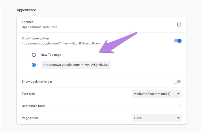 tùy chỉnh google chrome