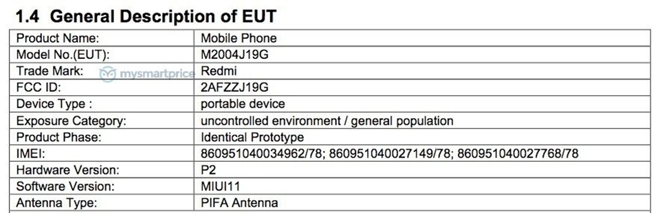 Redmi 9 đạt chứng nhận FCC (ảnh 2) Redmi 9 đạt chứng nhận FCC (ảnh 2)