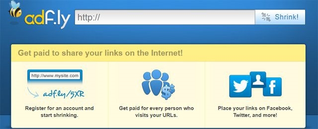Rút gọn link bằng AdF.ly