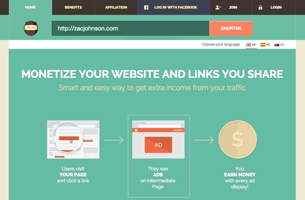 Rút gọn link bằng Shorte.st