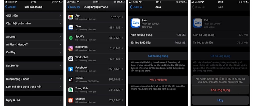 Tạo thêm bộ nhớ trống iPhone