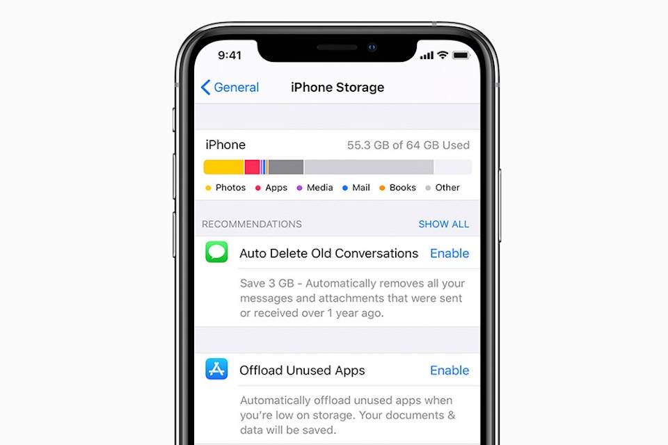 Tạo thêm bộ nhớ trống iPhone