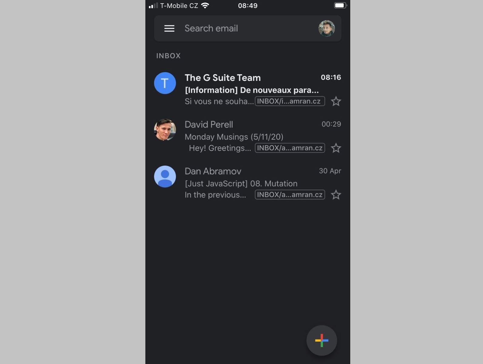 Sau tất cả, Google đã cập nhật Gmail với chế độ tối cho thiết bị iOS