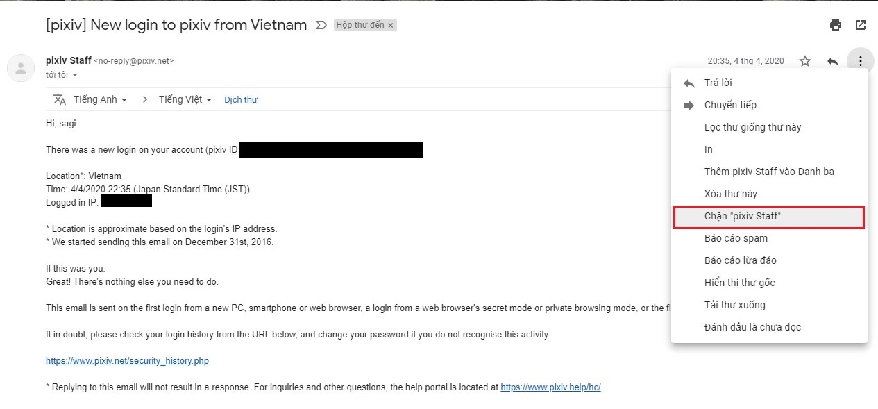 chặn tài khoản gmail