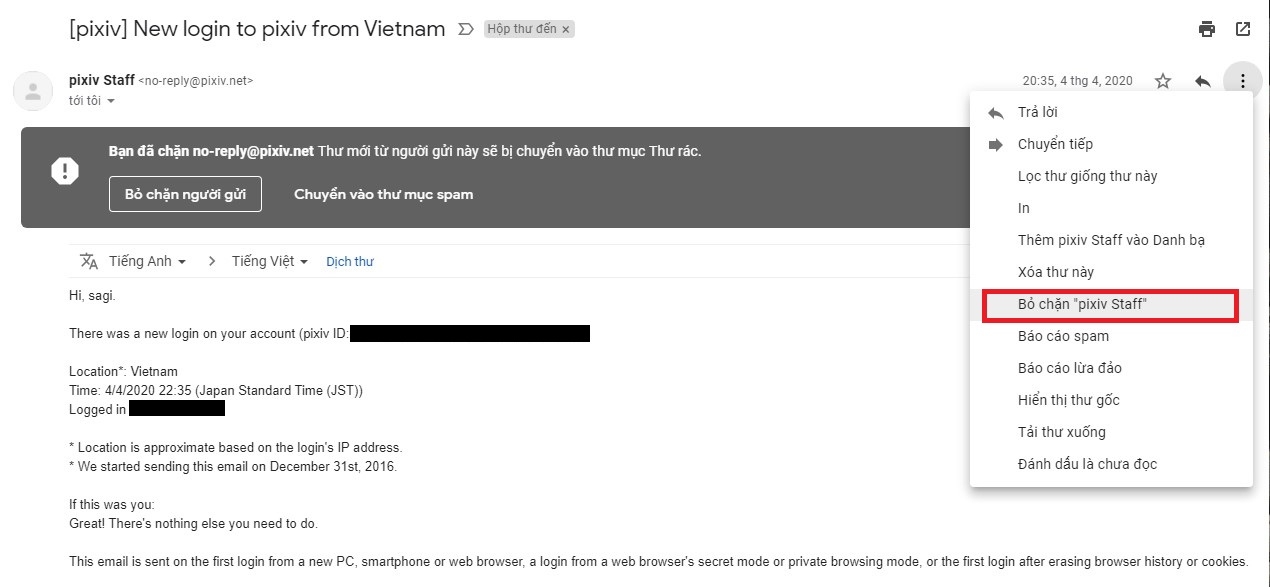 chặn tài khoản gmail