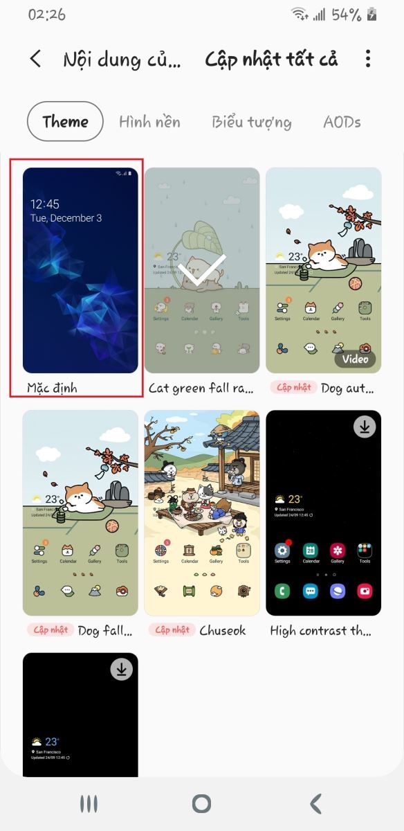 sửa lỗi galaxy themes