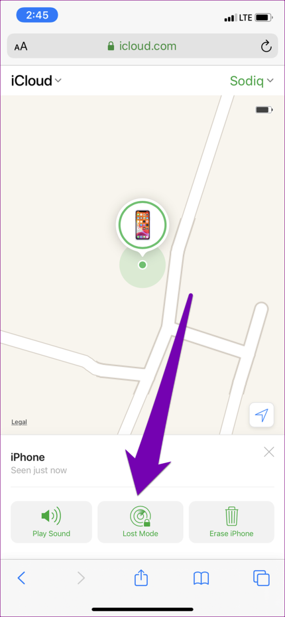 iphone chế độ thất lạc