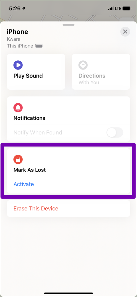 iphone chế độ thất lạc