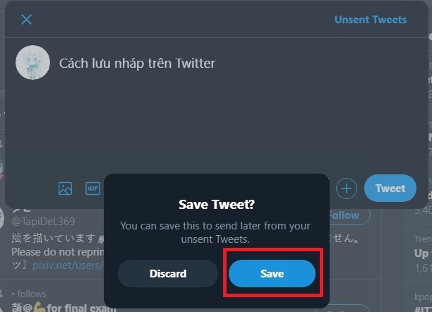 lưu nháp twitter