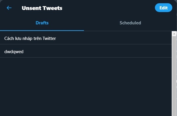lưu nháp twitter
