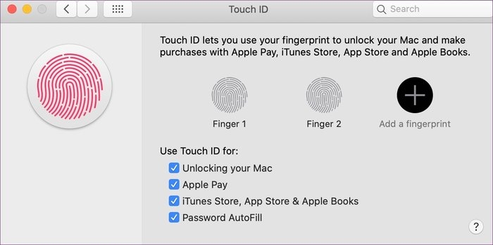 cài đặt touch id macbook