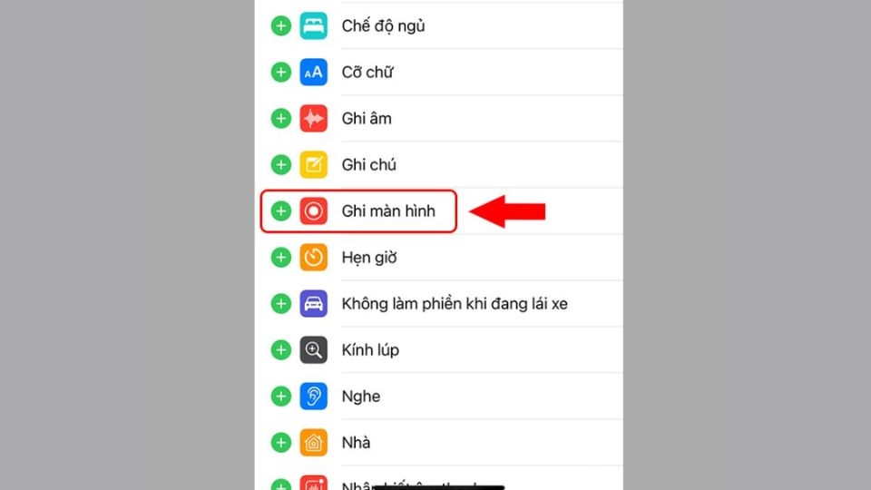 Tìm kiếm mục Ghi màn hình