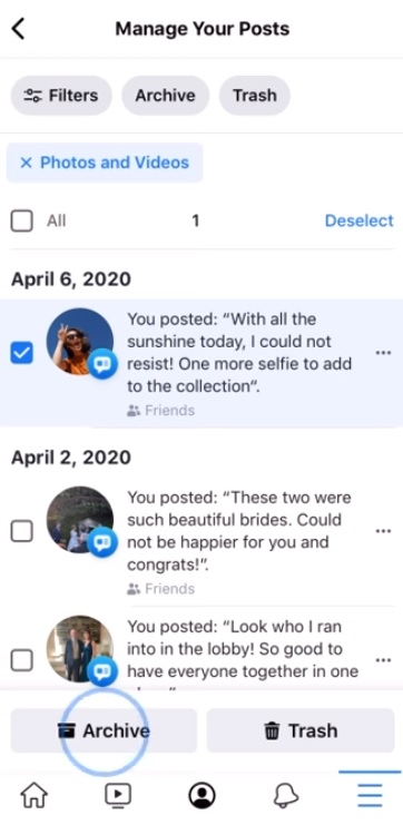 lịch sử hoạt động facebook
