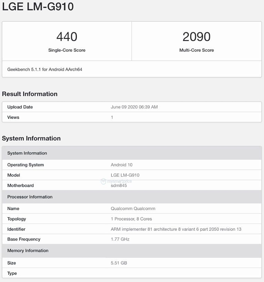 LG Velvet 4G bất ngờ lộ thông tin cấu hình trên Geekbench