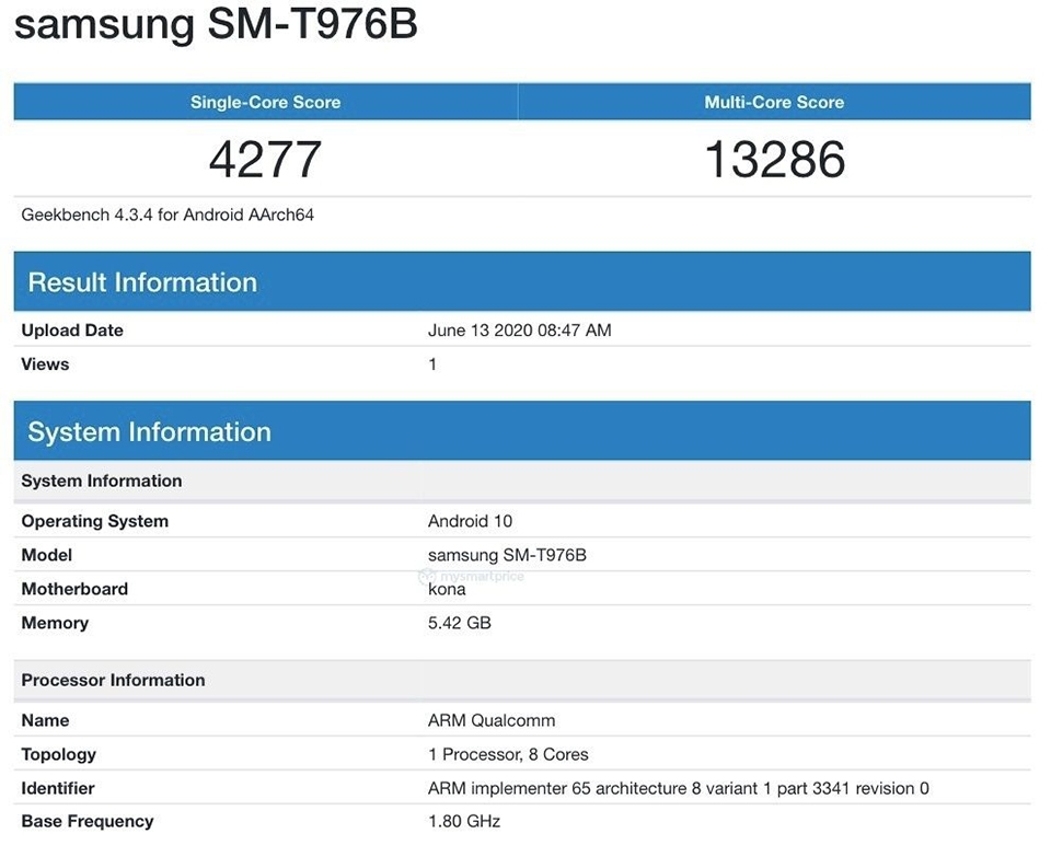 Galaxy Tab S7+ lộ diện trên Geekbench