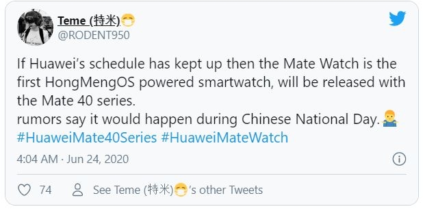 Huawei Mate Watch sẽ chạy hệ điều hành riêng, ra mắt trong sự kiện Mate 40 1