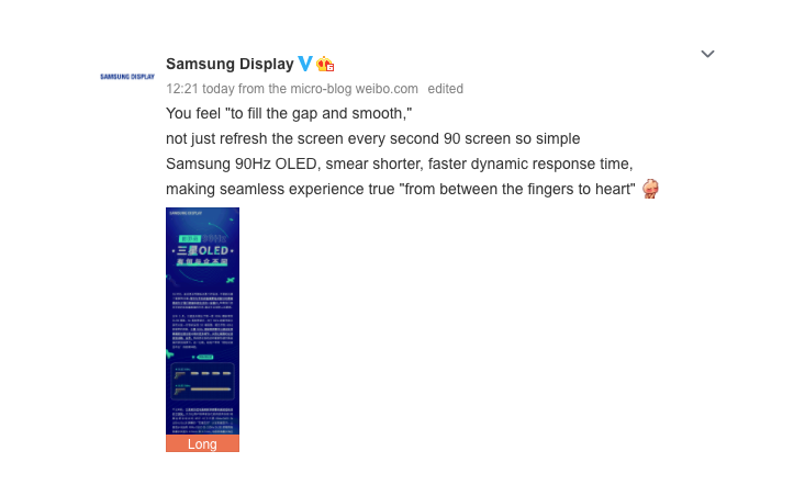 Samsung: Màn hình OLED 90Hz tốt như màn hình LCD 120Hz
