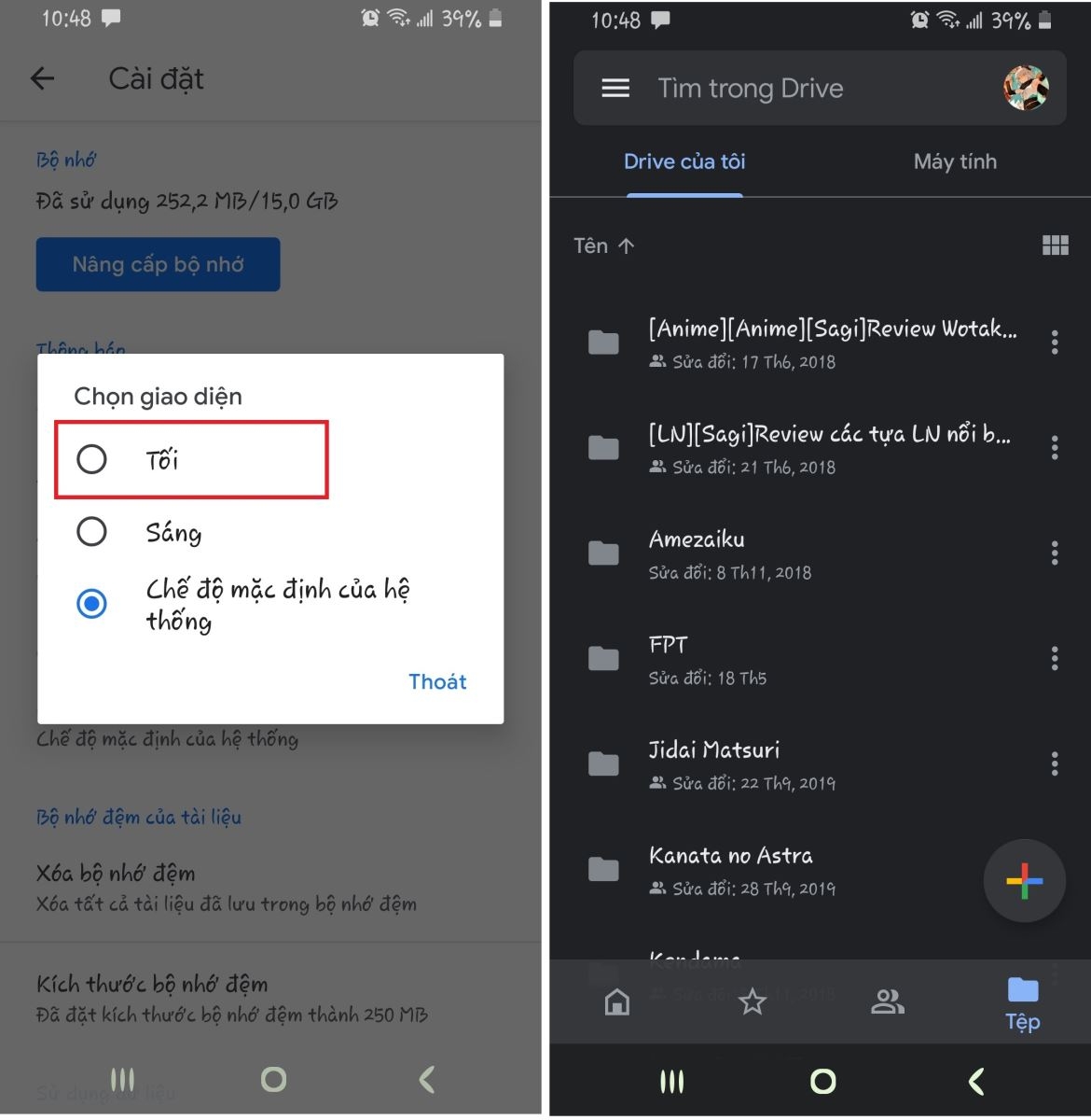 dark mode google drive