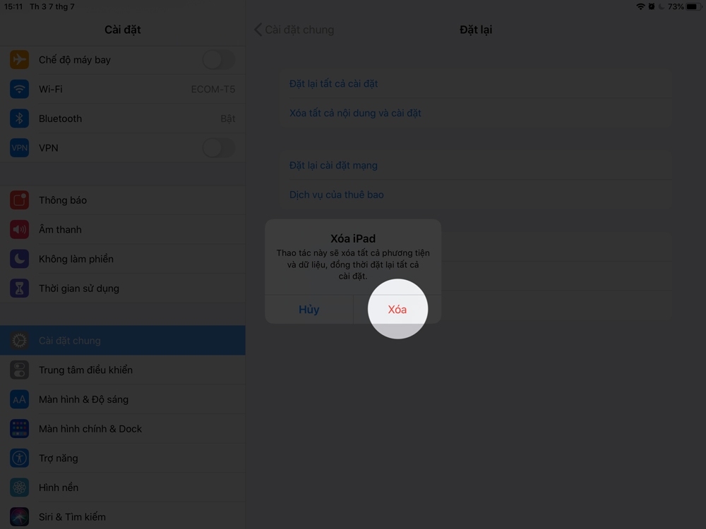 factory reset ipad