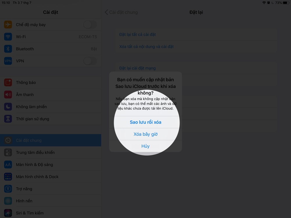 factory reset ipad